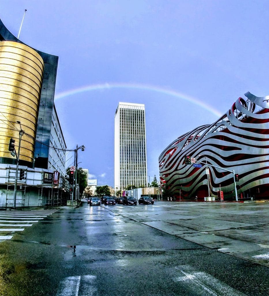 Los Angeles City Scene rainy day in LA