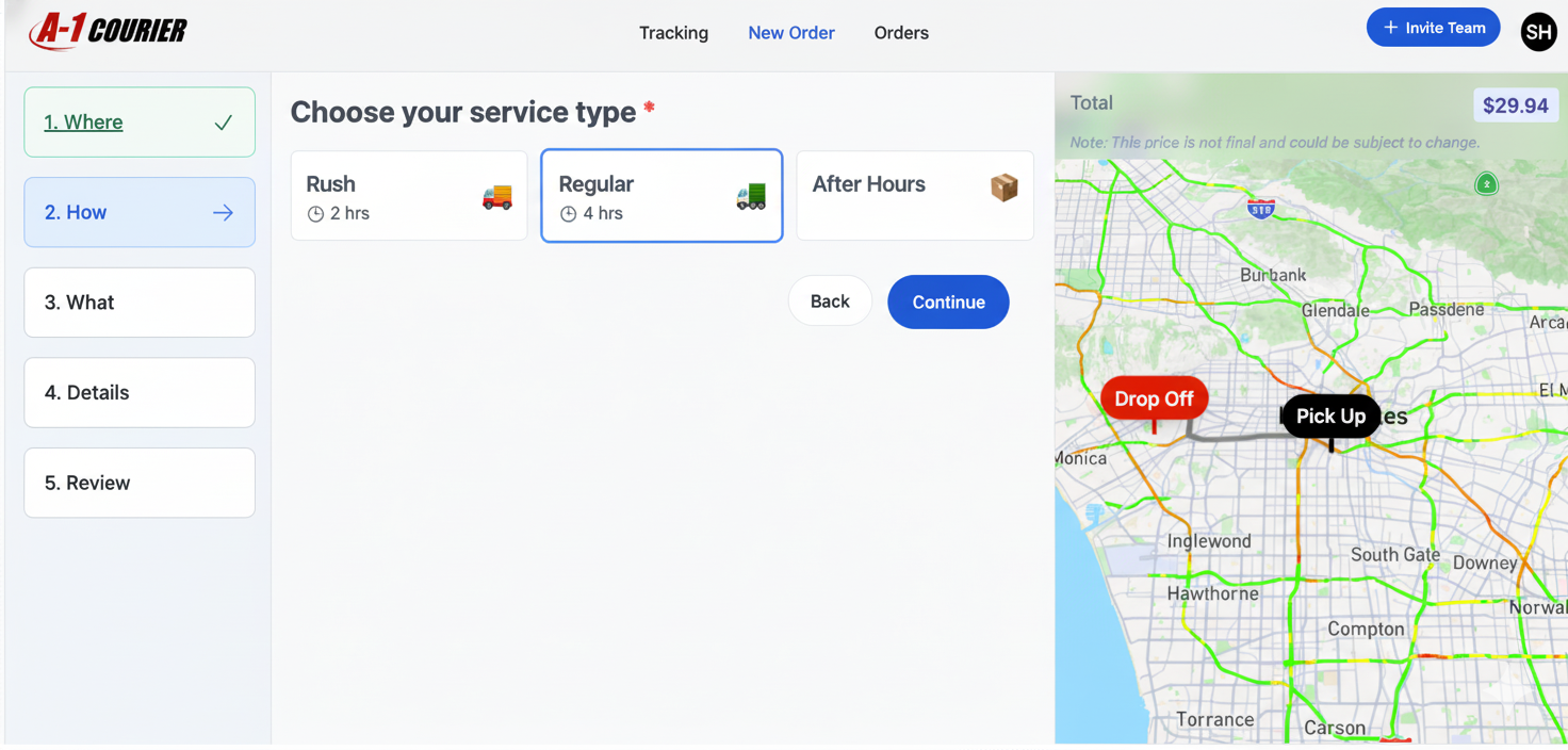 Real-Time Courier Tracking Los Angeles | A-1 Courier Same-Day Delivery
