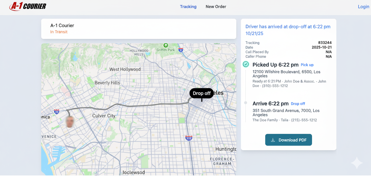 Live GPS tracking preview