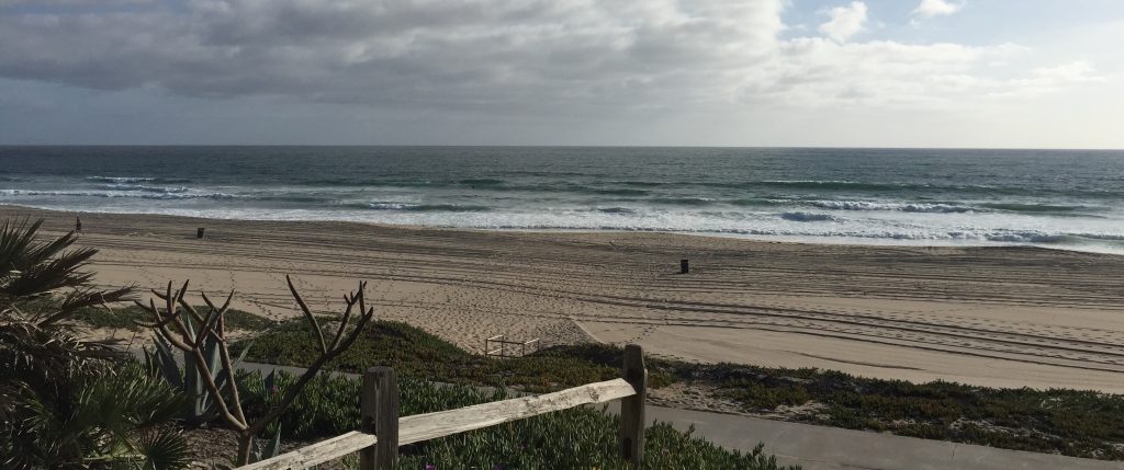 Manhattan Beach shoreline where sand levels change seasonally