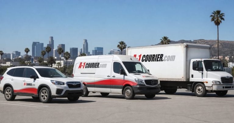 Fleet of delivery vehicles in Los Angeles